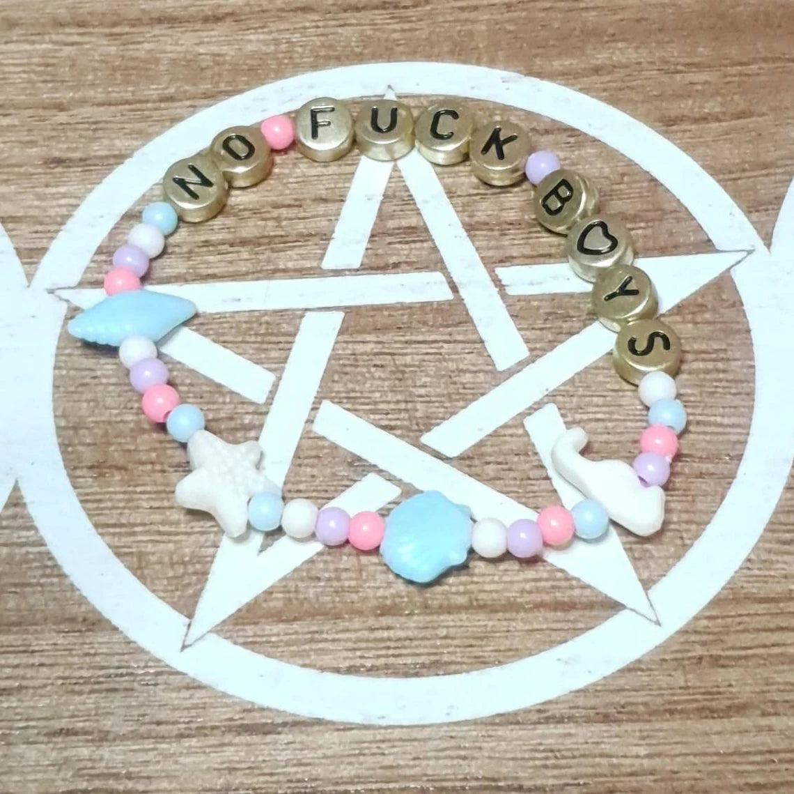 Obscene Cuss Word Beaded Stretch Bracelets.