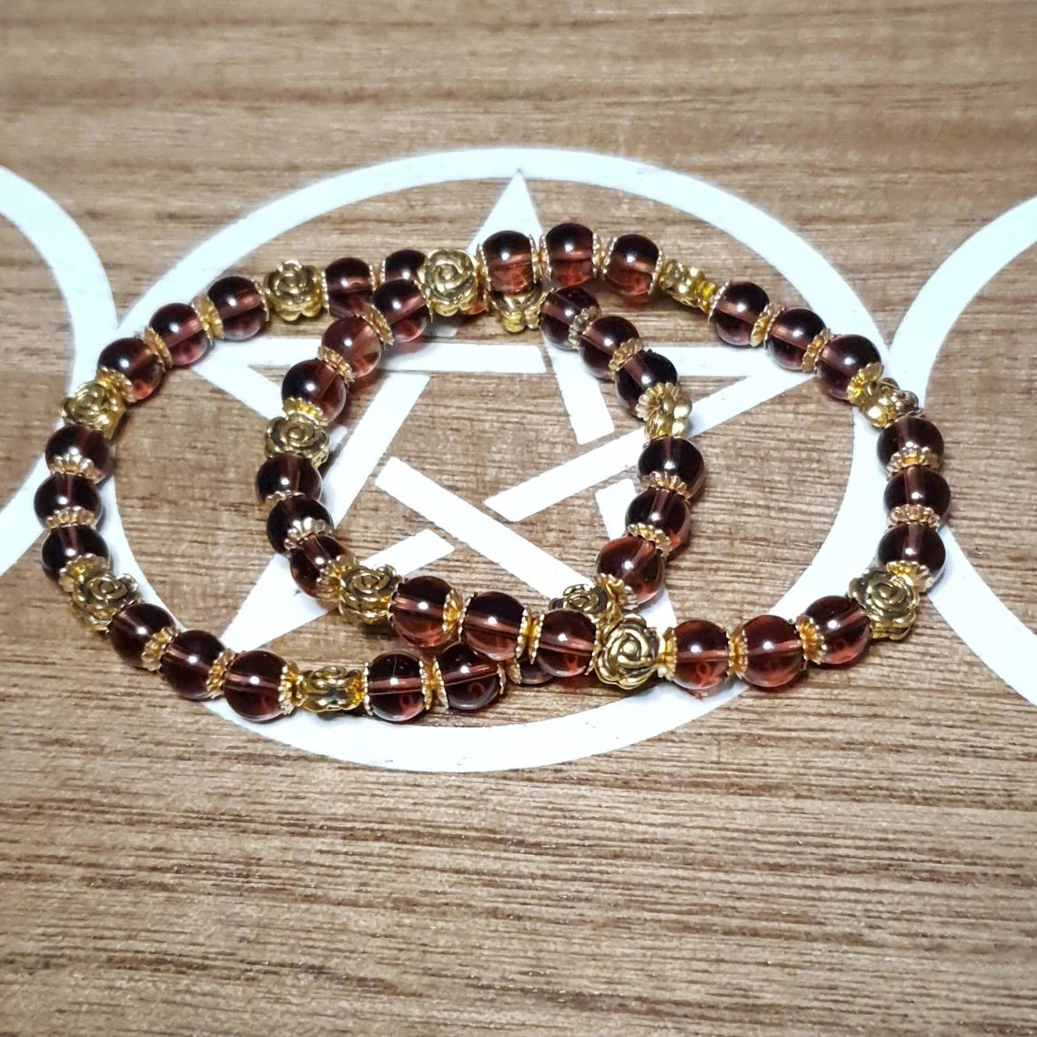 Imatation Garnet Handmade Beaded Stretch Bracelet.