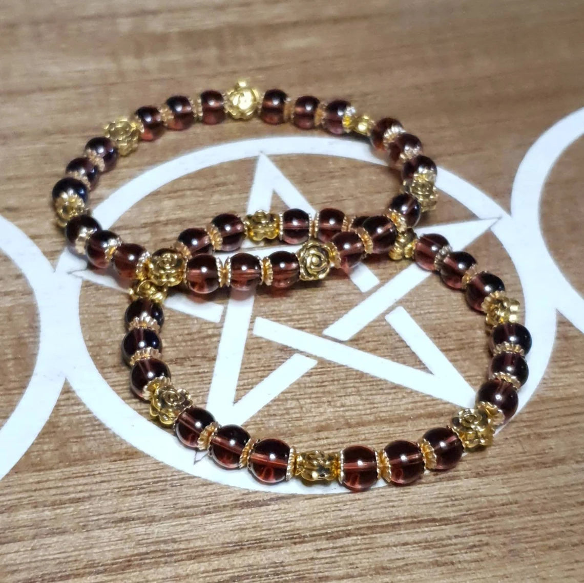 Imatation Garnet Handmade Beaded Stretch Bracelet.