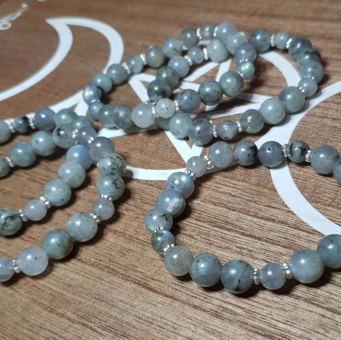 Labradorite Beaded Handmade Stretch Bracelet.