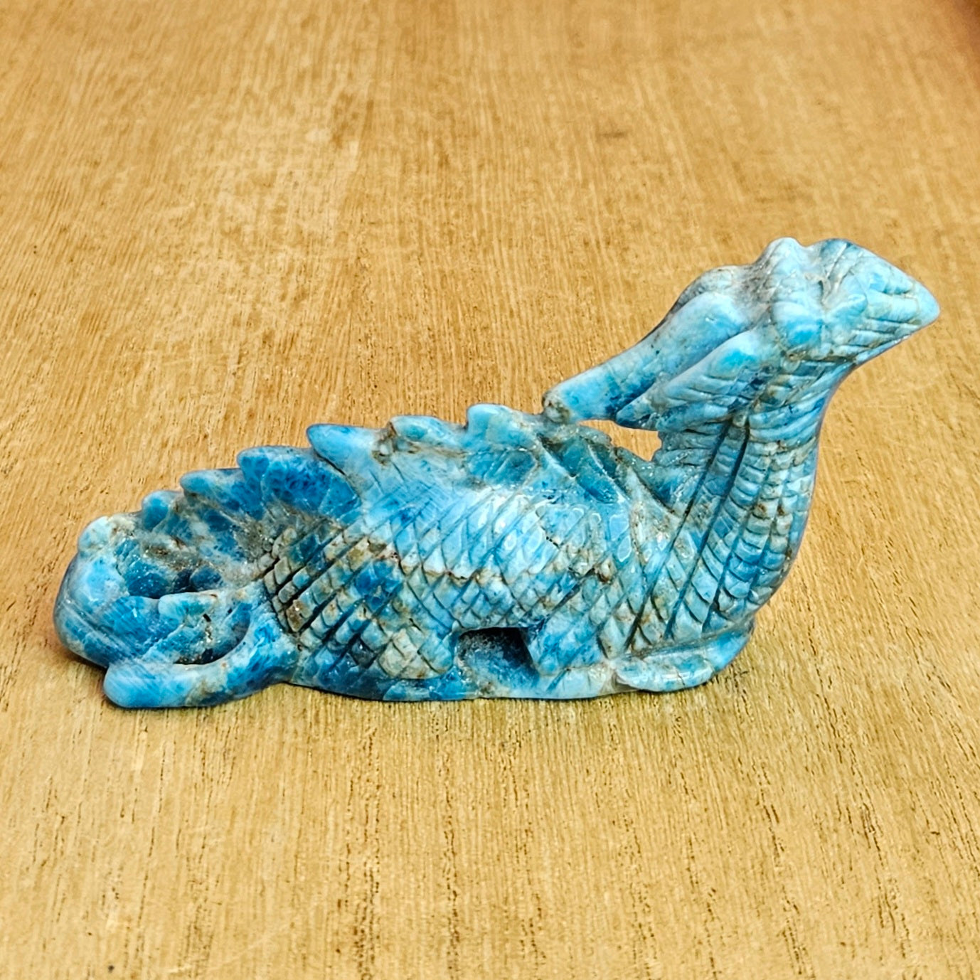Blue Apitite Dragon Hand Carving.