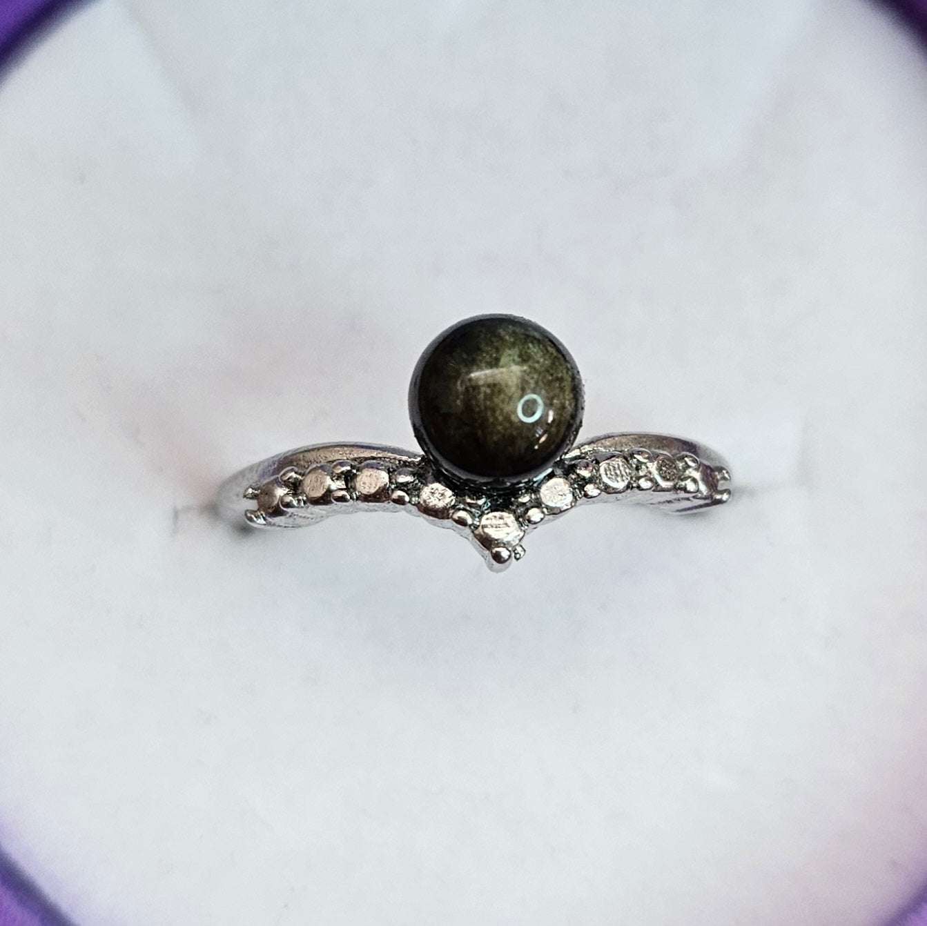 Gold Sheen Obsidian Adjustable Ring.