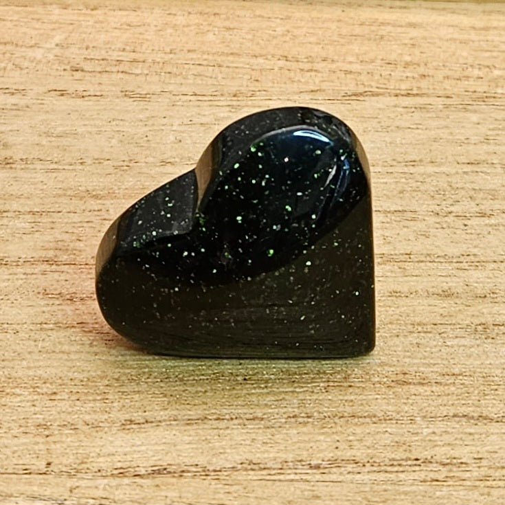 Green Goldstone Heart Carving.