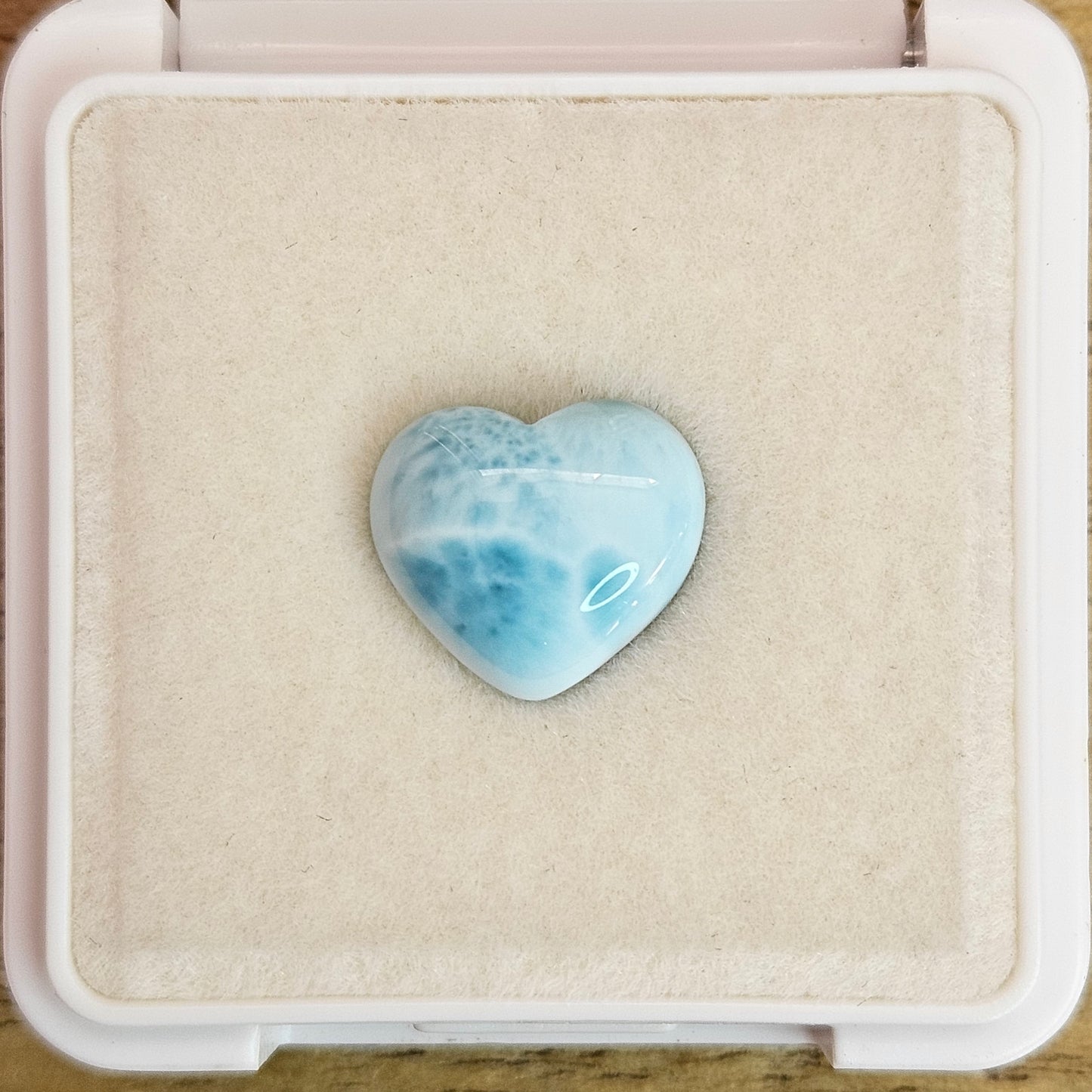 Larimar Heart in Case.