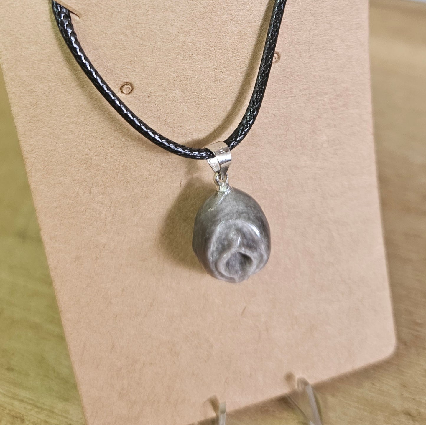 Silver Sheen Obsidian Vagina Necklace.