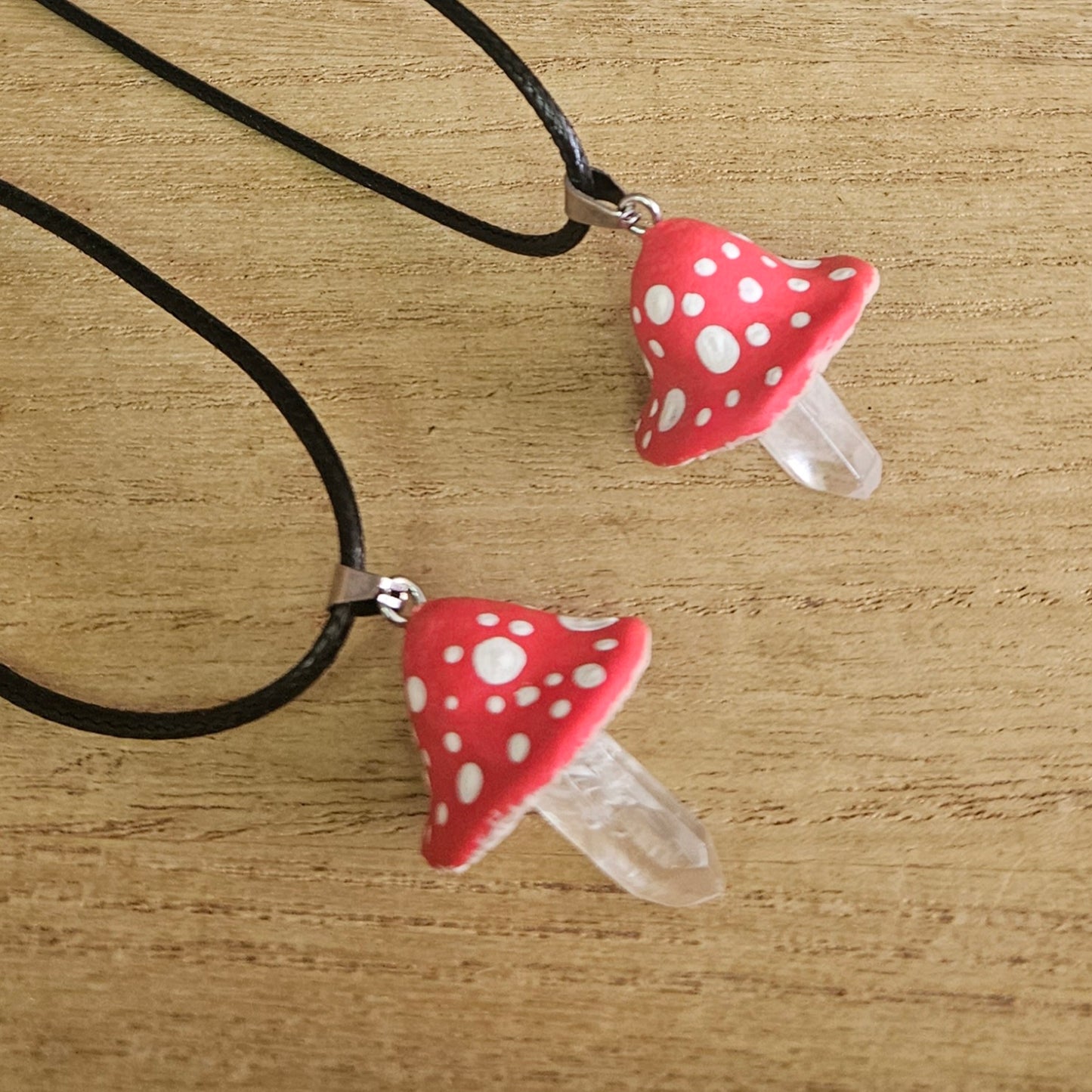 Handmade Quartz Mushroom Necklace.