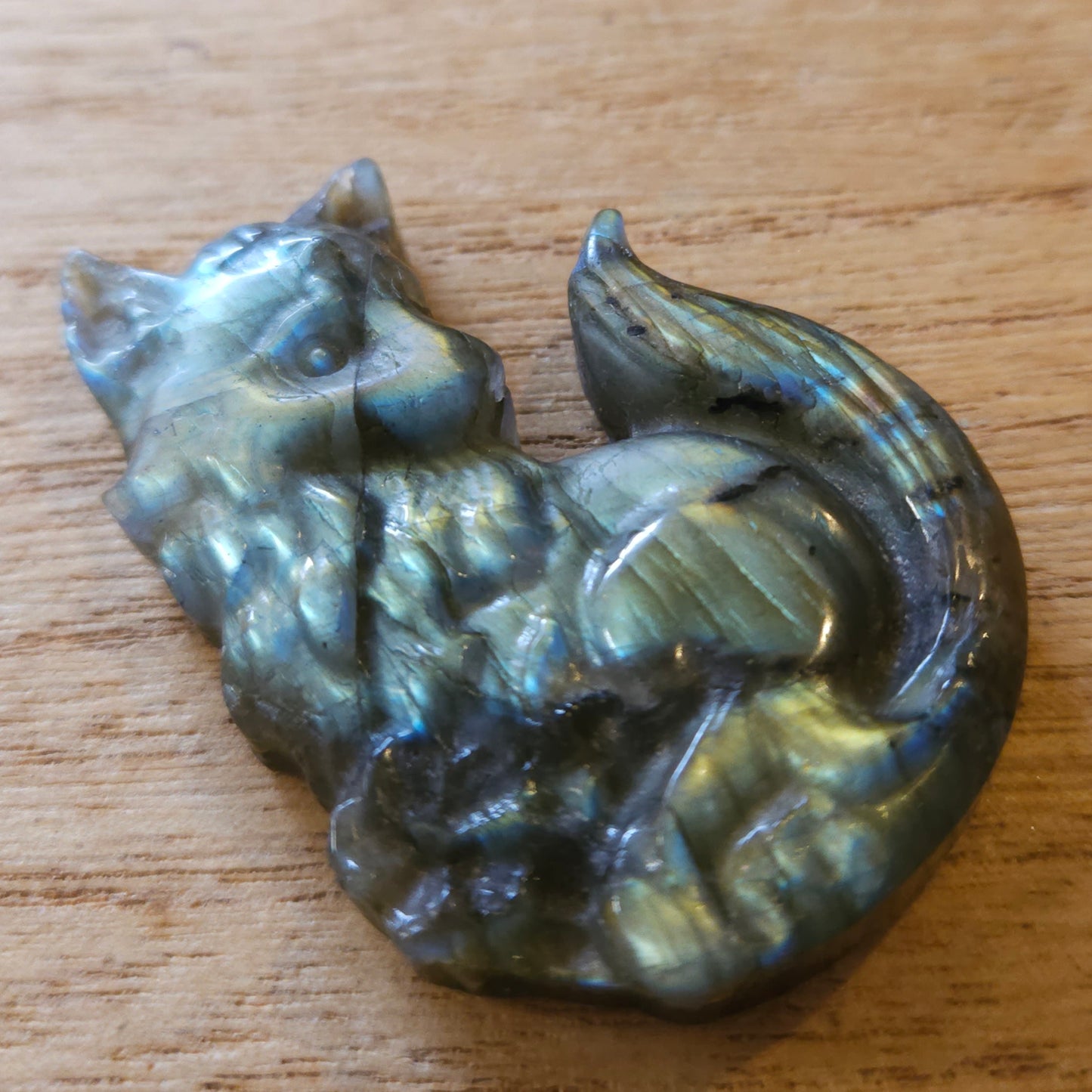 Labradorite Fox Flat Carving.
