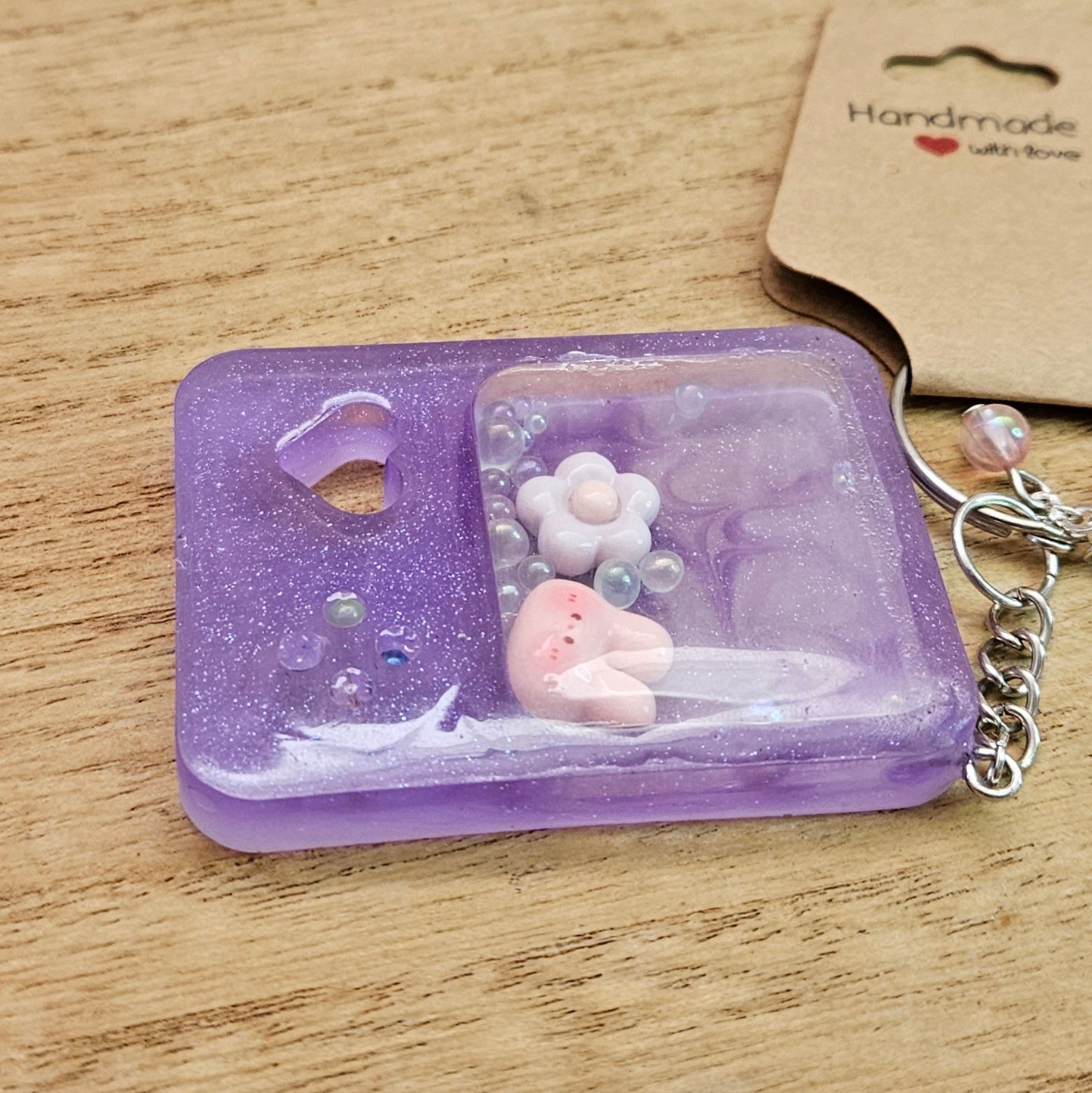 Game Console Keychain. Aura Quartz and Resin Keychain.