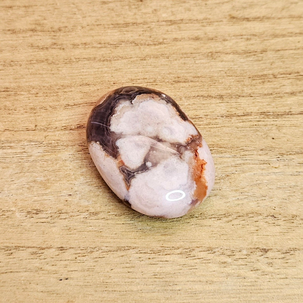 Black Flower Agate Palmstone.