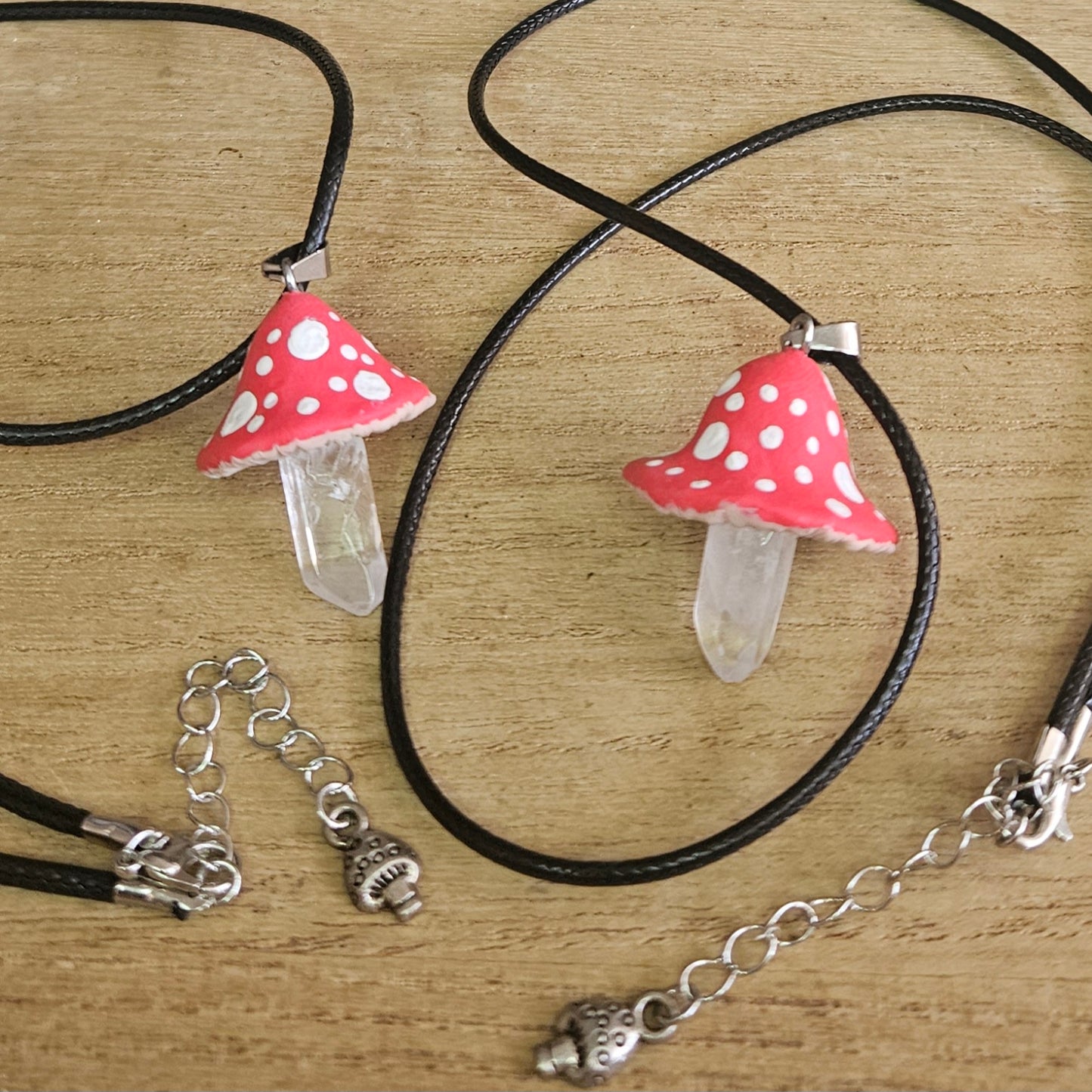 Handmade Quartz Mushroom Necklace.
