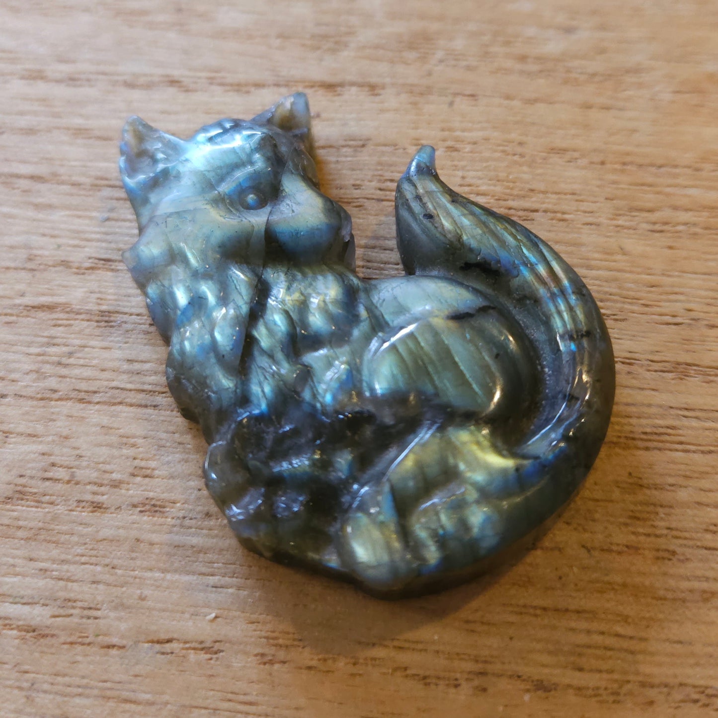 Labradorite Fox Flat Carving.