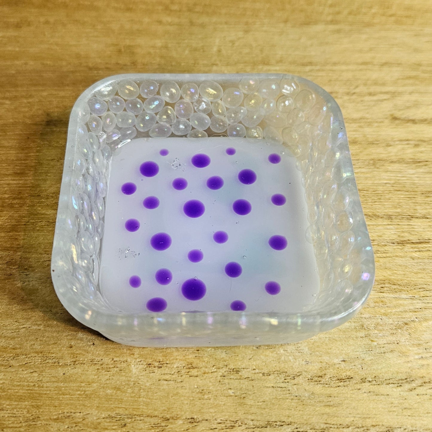 Purple Dot Dish. Aura Quartz Trinket Dish.