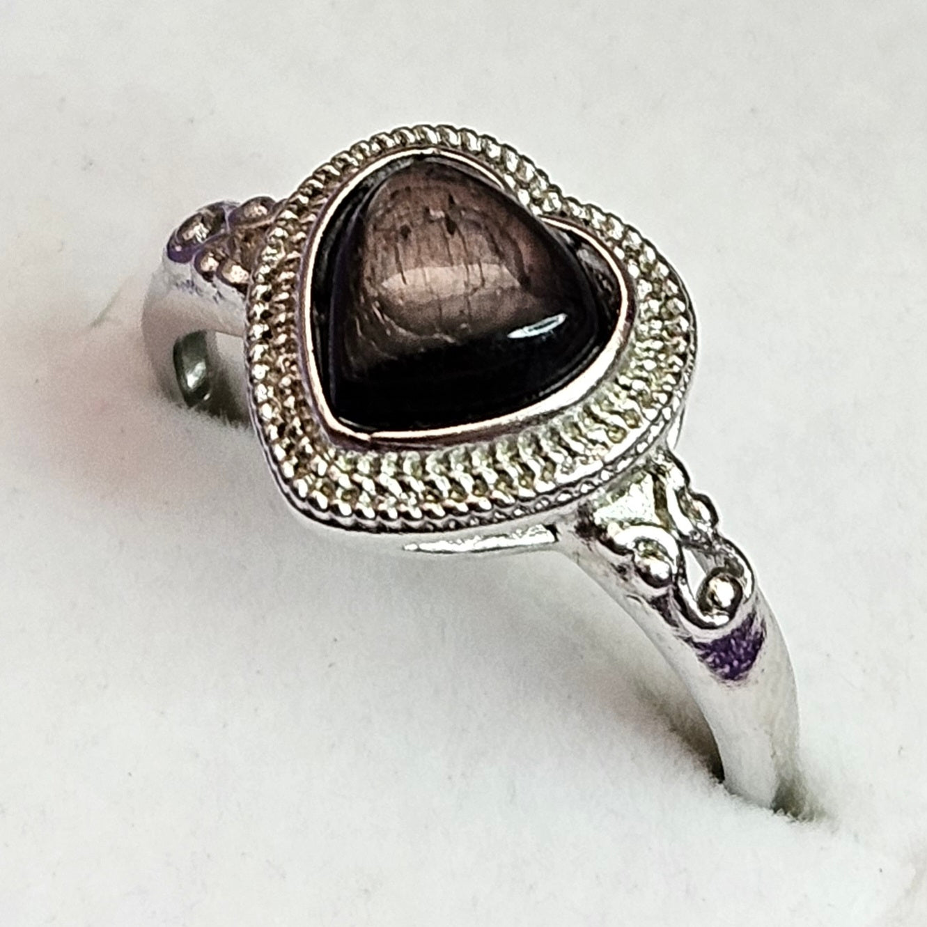 Hypersthene Heart Adjustable Ring.