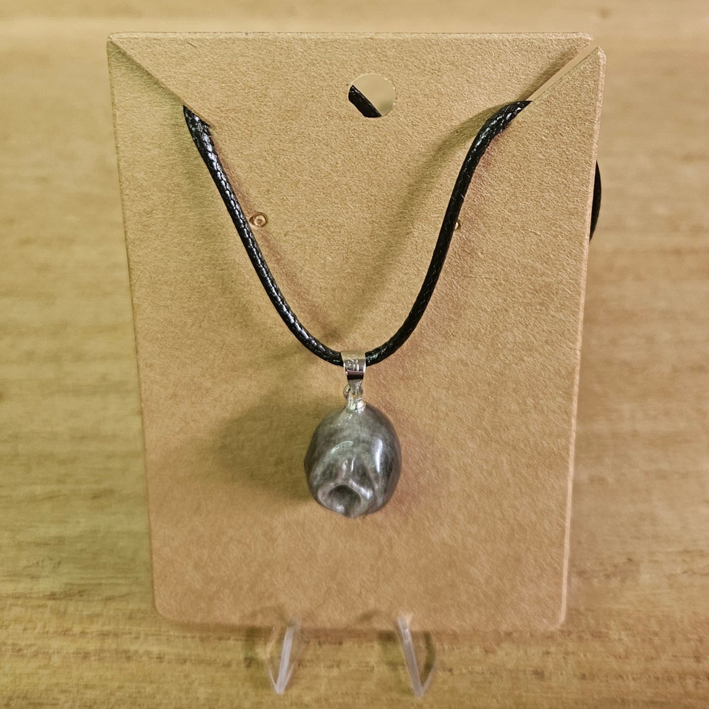 Silver Sheen Obsidian Vagina Necklace.