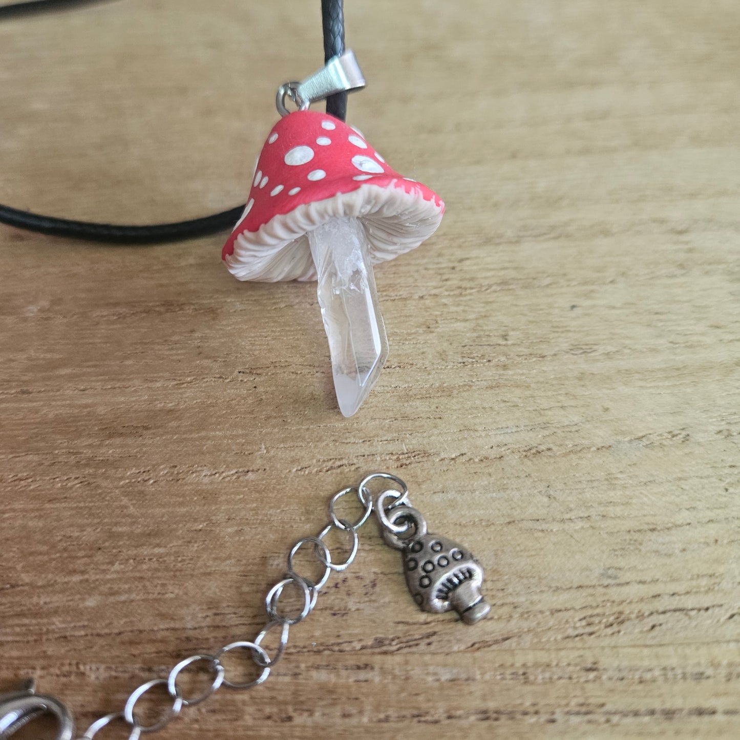 Handmade Quartz Mushroom Necklace.