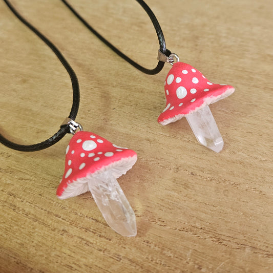Handmade Quartz Mushroom Necklace.