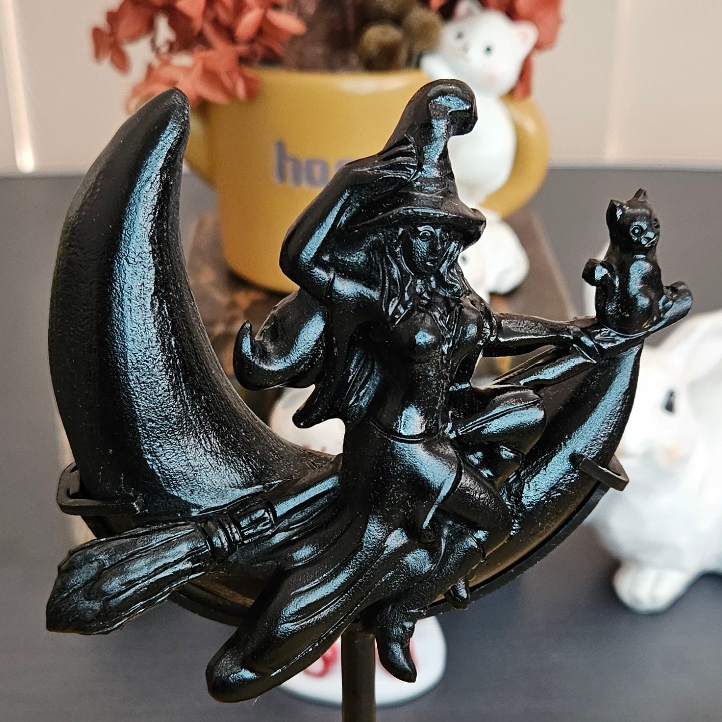 Obsidian Witch Moon Carving. *Comes with Stand*.