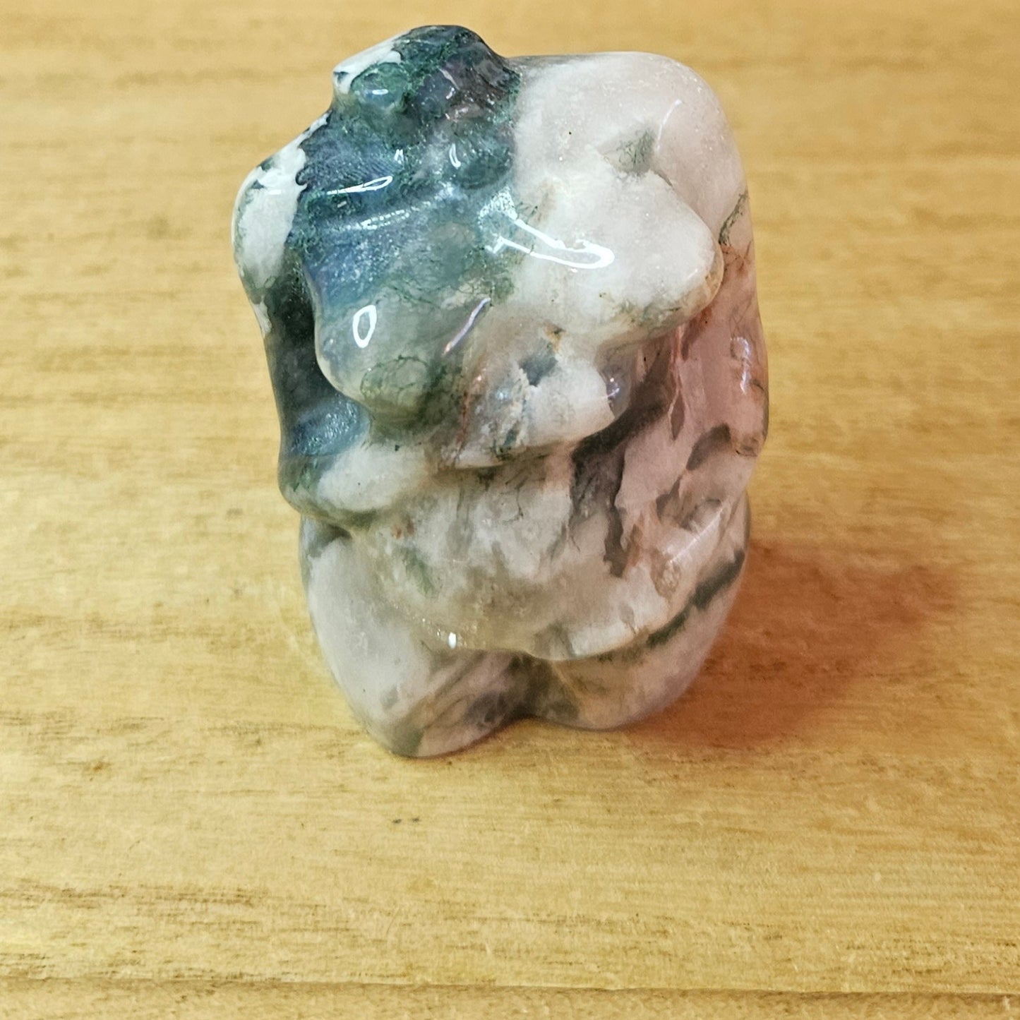 Moss Agate Pregnant Lady Body Carving