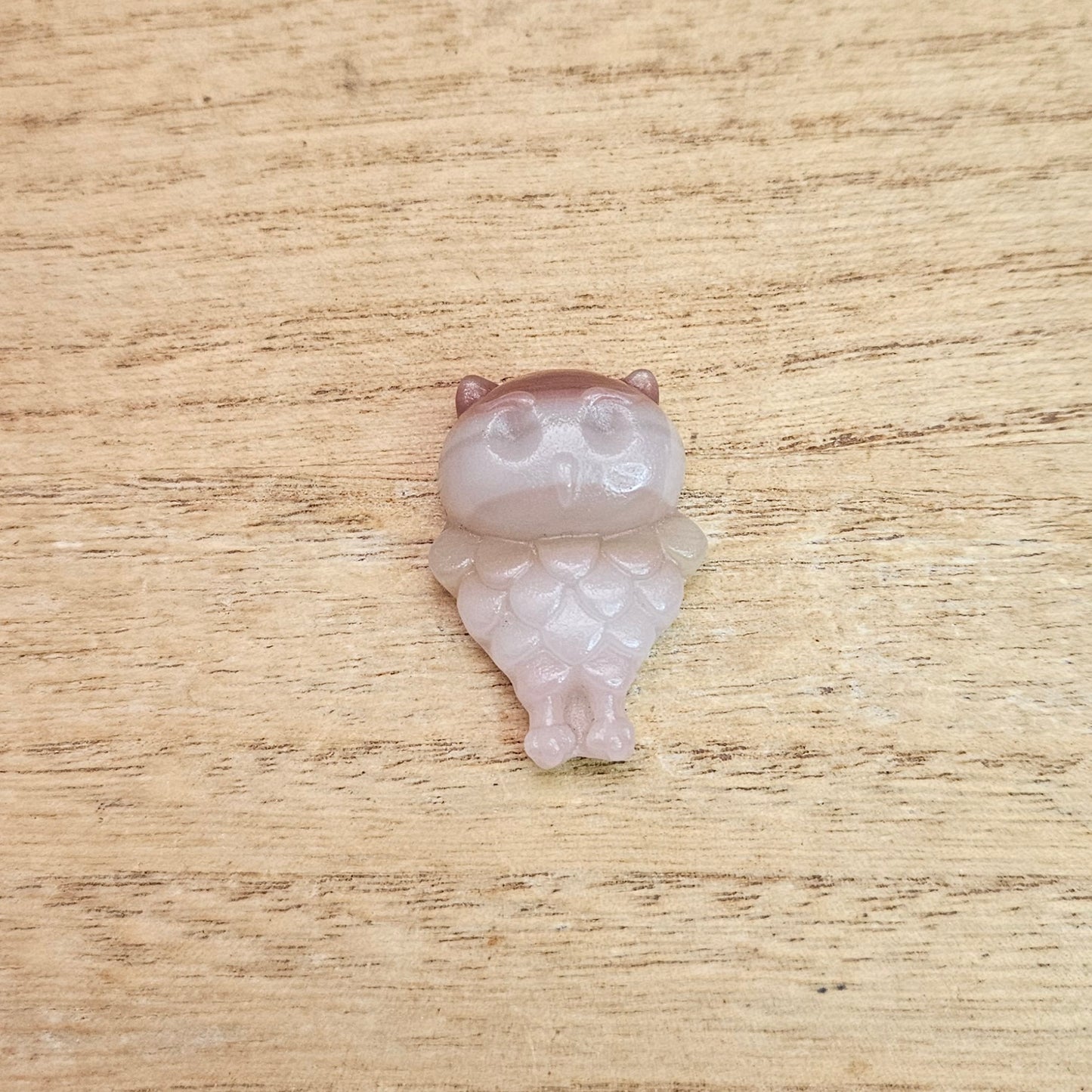 Pink Banded Onyx Owl Flat Carving.