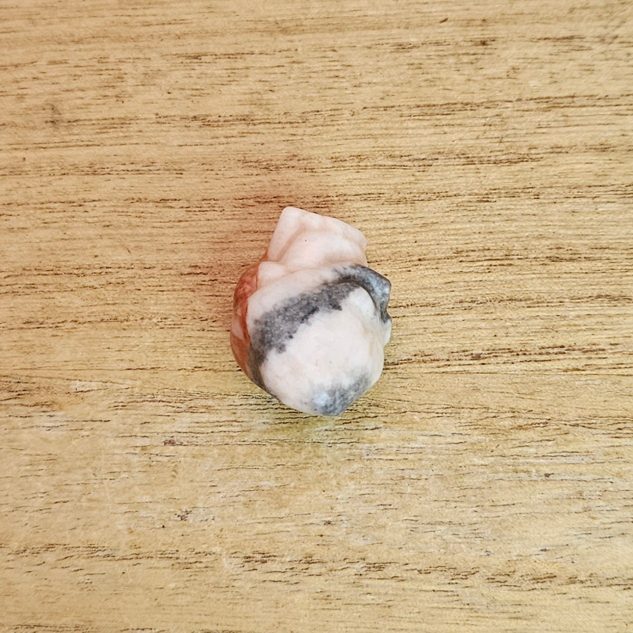 Pink Zebra Jasper Anatomical Heart Carving.