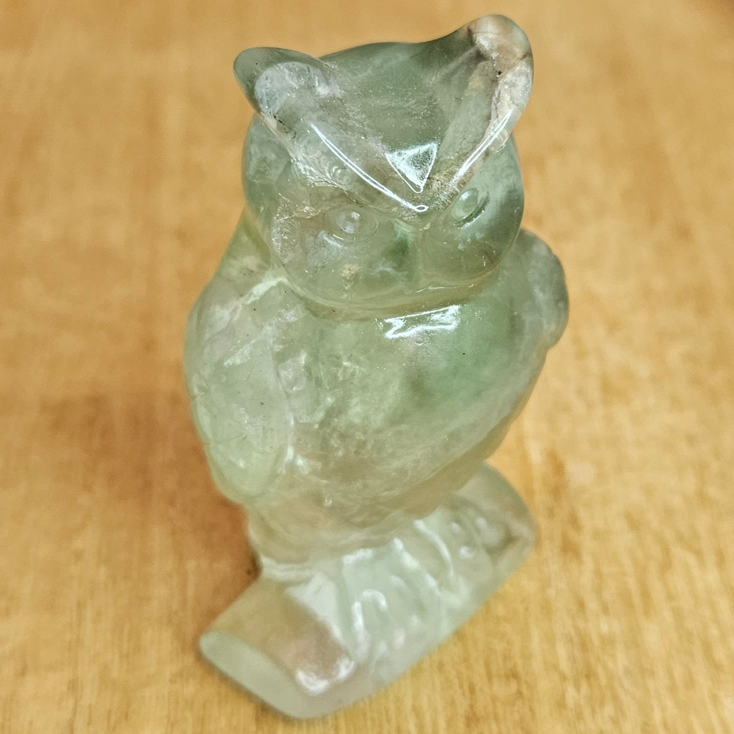 Green Fluorite Owl Carving.