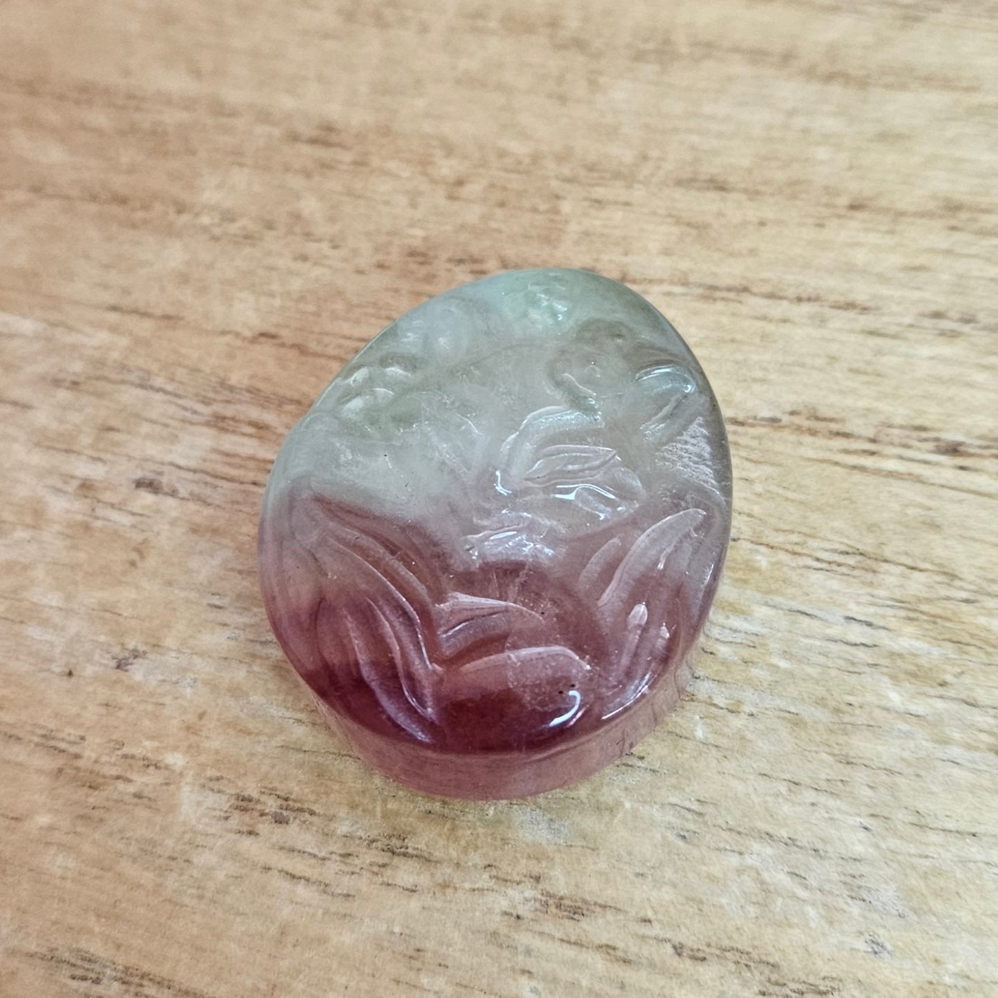 Fluorite Ninetail Fox Flat Carving.