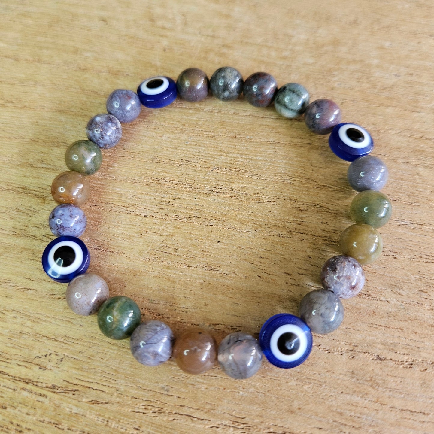 Hand-made Evil Eye Stretch Bracelet. *Comes in Assorted Materials*