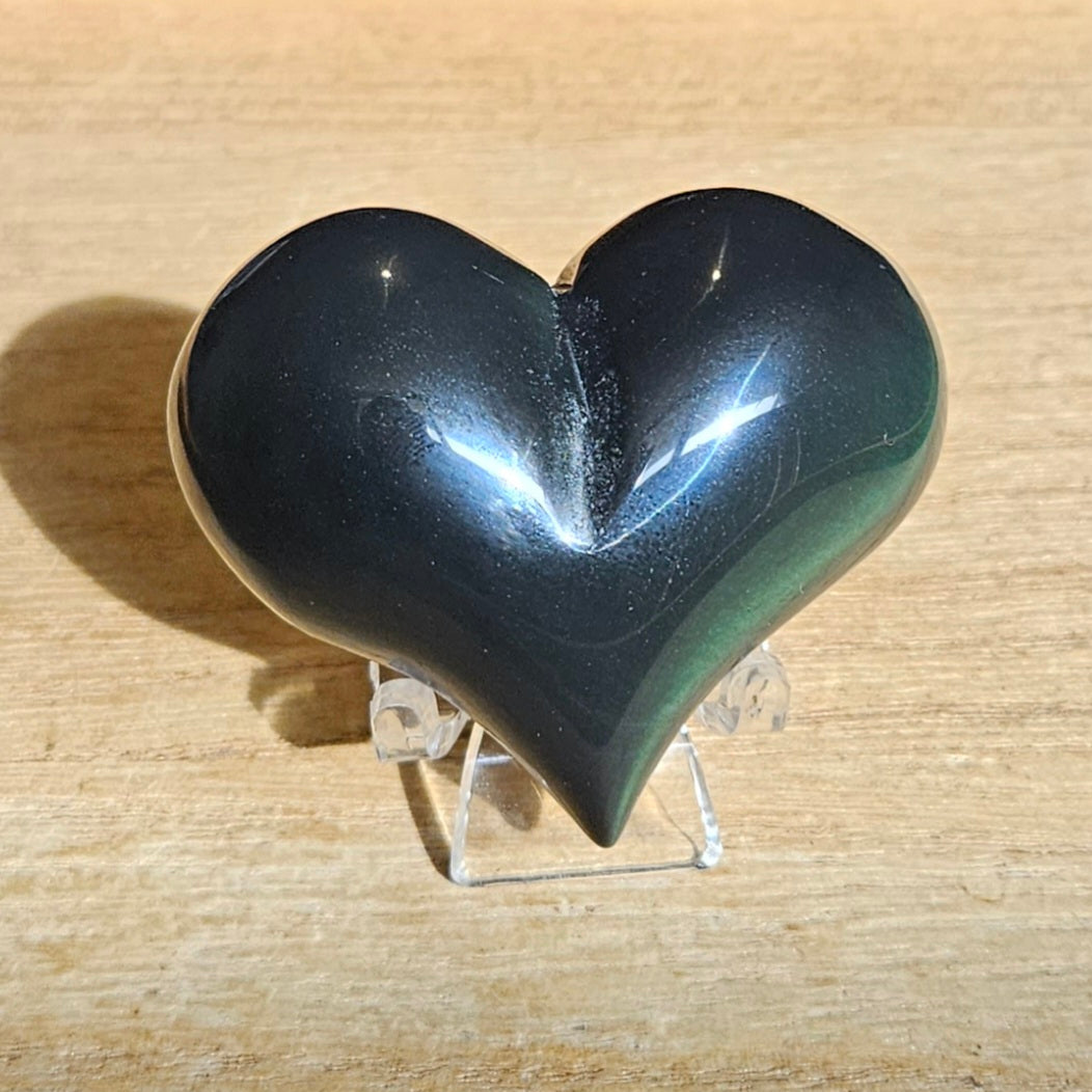 Rainbow Obsidian Heart Carving.