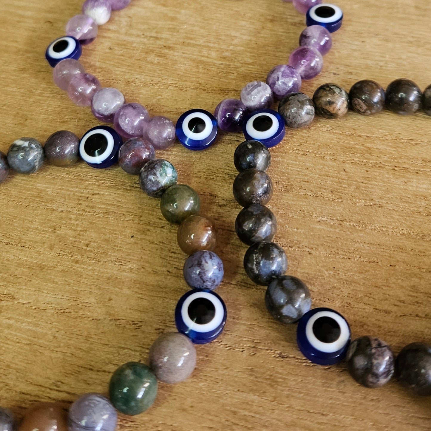 Hand-made Evil Eye Stretch Bracelet. *Comes in Assorted Materials*