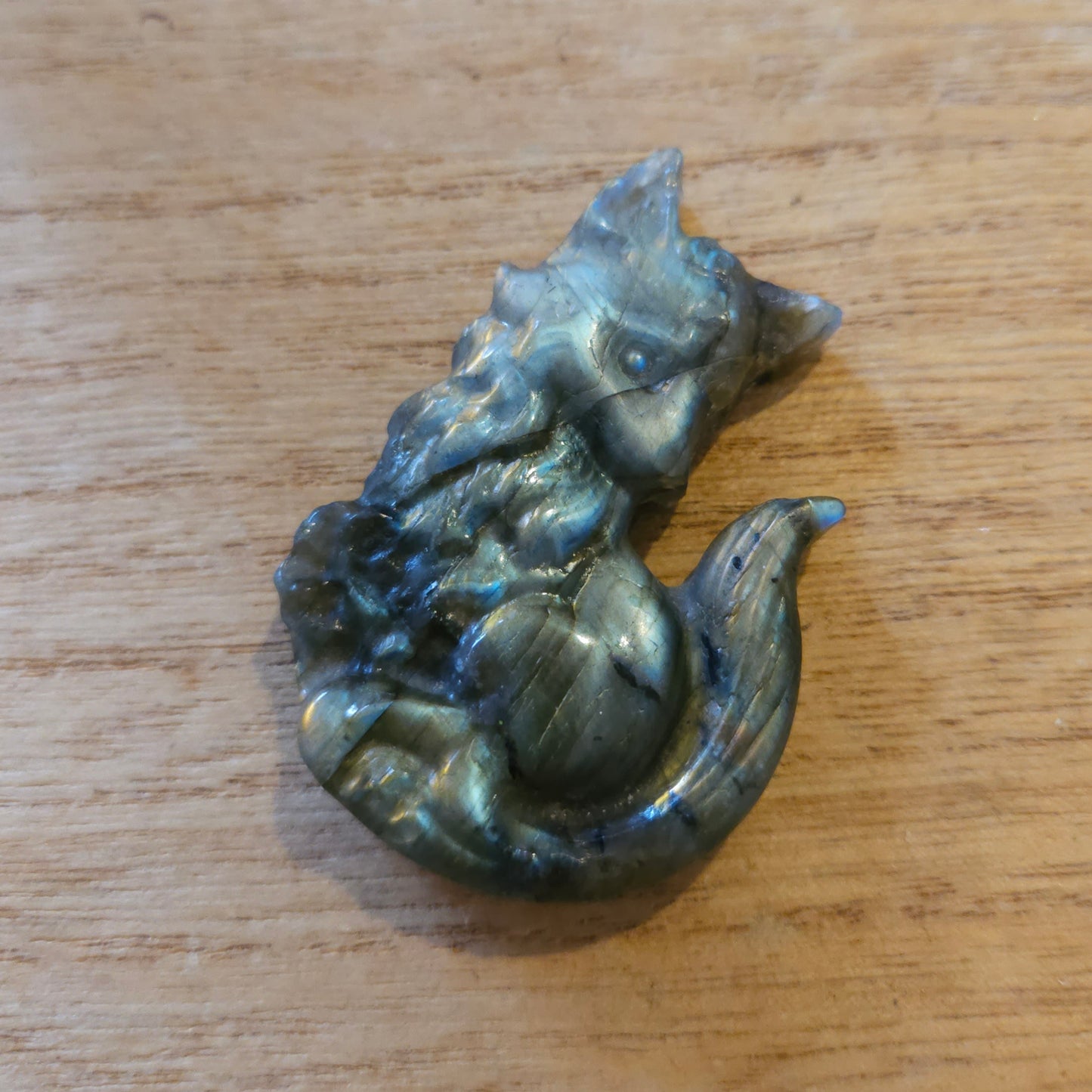 Labradorite Fox Flat Carving.