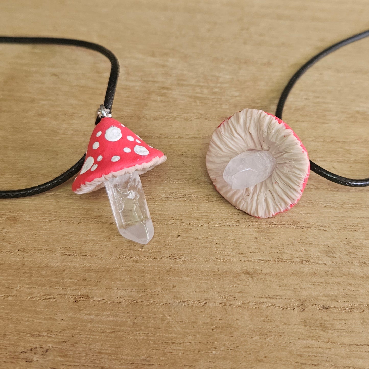 Handmade Quartz Mushroom Necklace.