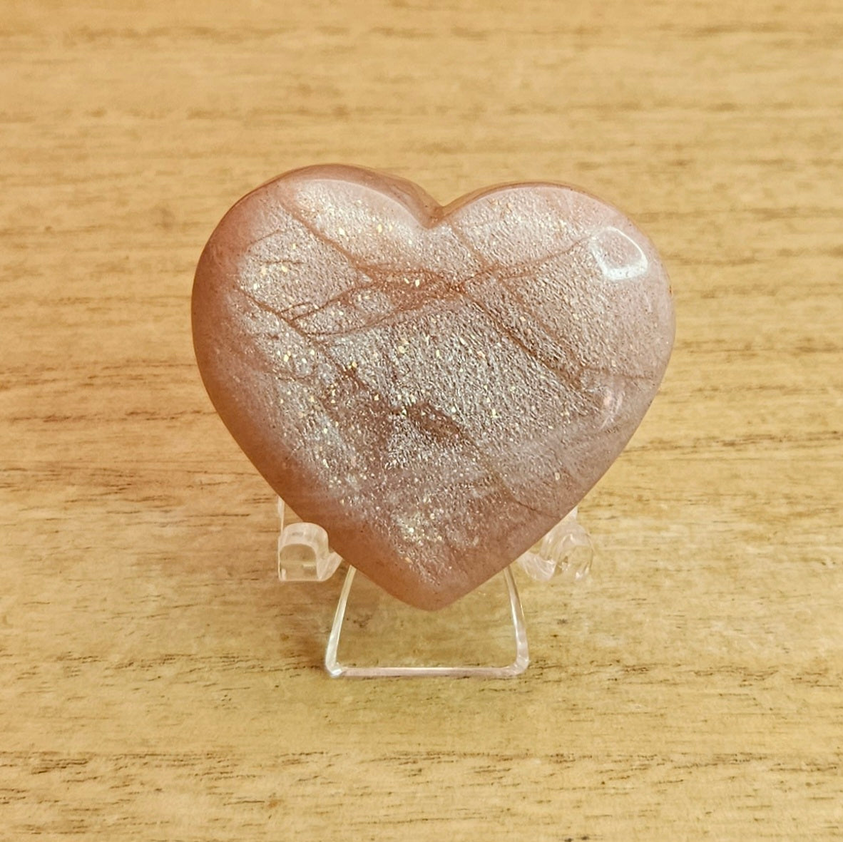 Peach Moonstone Heart Carving.
