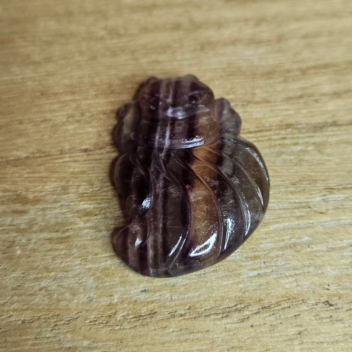 Candy Fluorite Ninetail Fox Flat Carving.