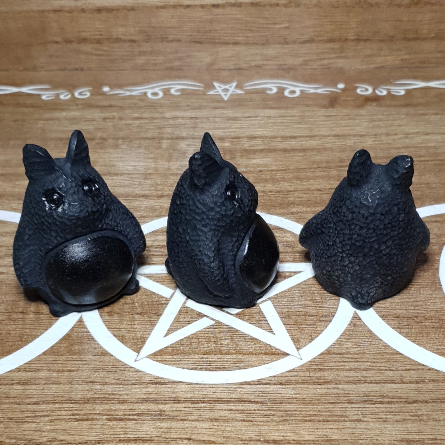 Cute Bear Black Obsidian Crystal Carving. Anime Cartoon Carving.