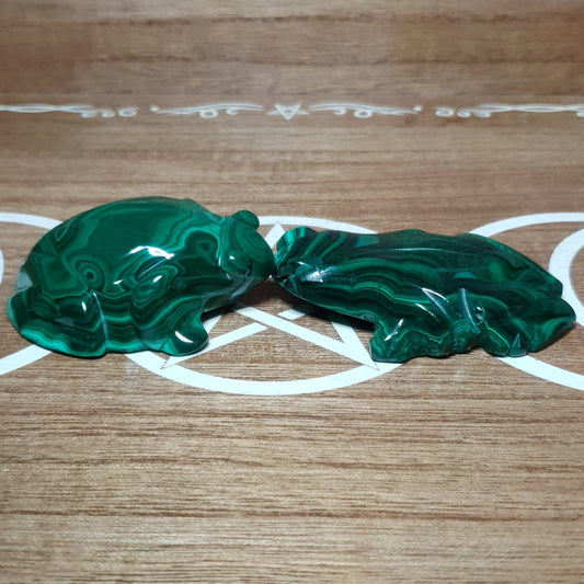 Malachite Frog Carving. Two Styles of Frog Available.