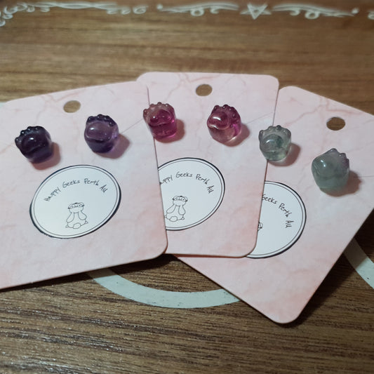 Fluorite Paw Stud Earrings. *Randomly Selected*