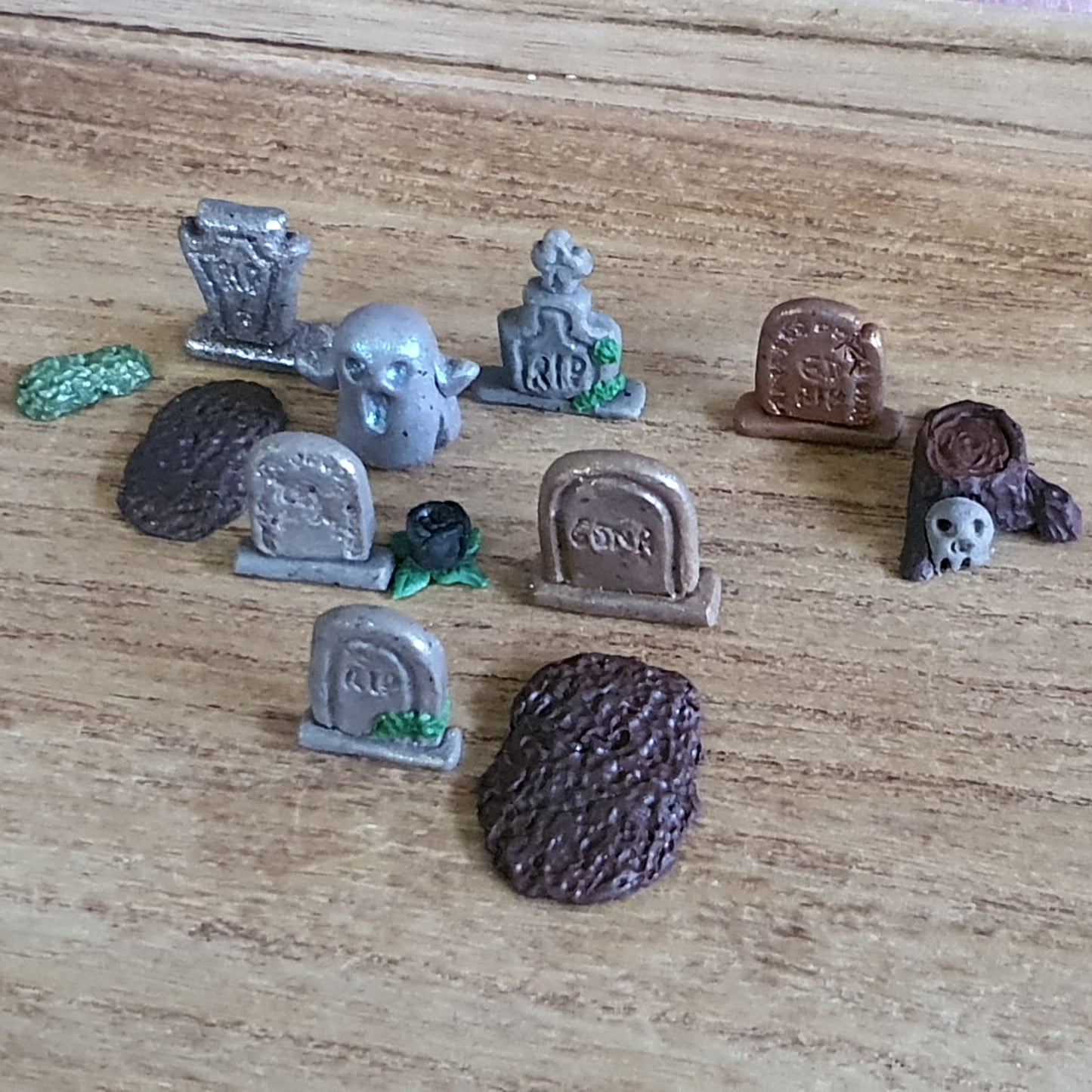 Miniature Cemetery Collection. Handmade Polymer Clay Cemetary Scenery Set.