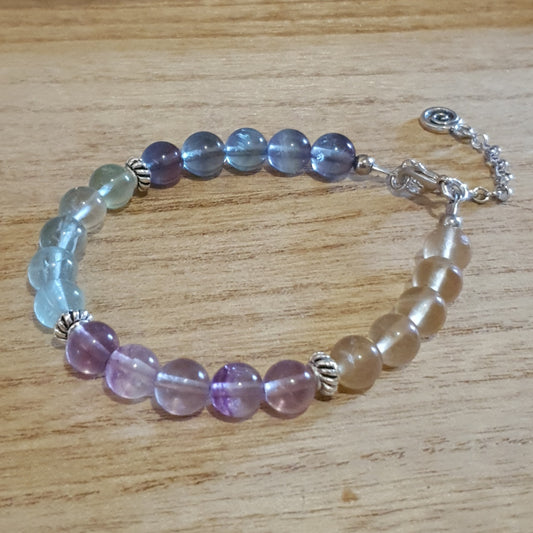 Multi Coloured Fluorite Handmade Bracelet.