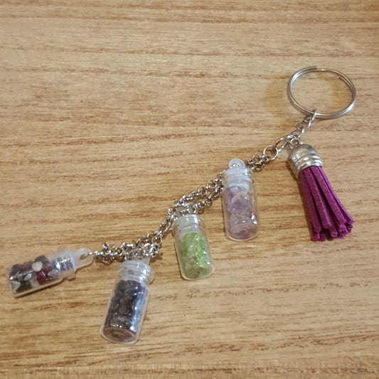 Crystal Chip Jars Handmade Keychain.