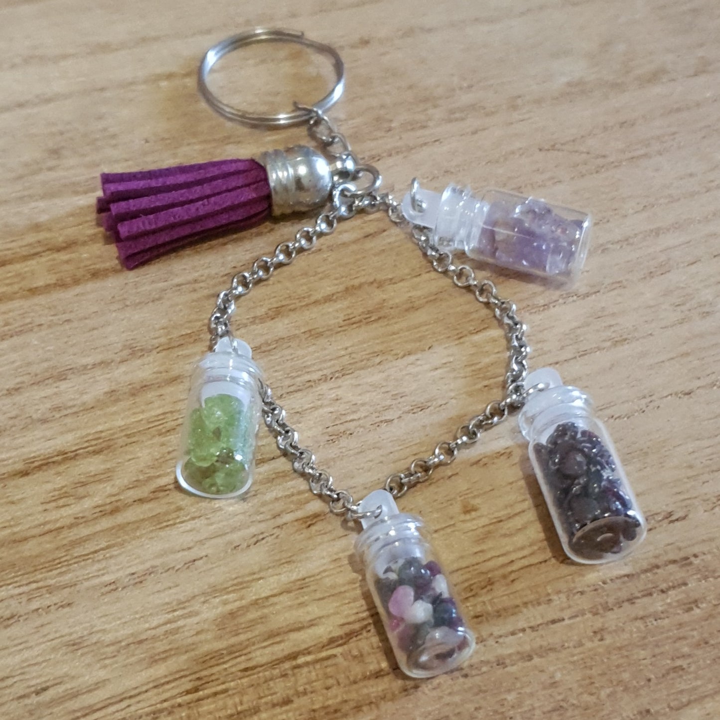 Crystal Chip Jars Handmade Keychain.