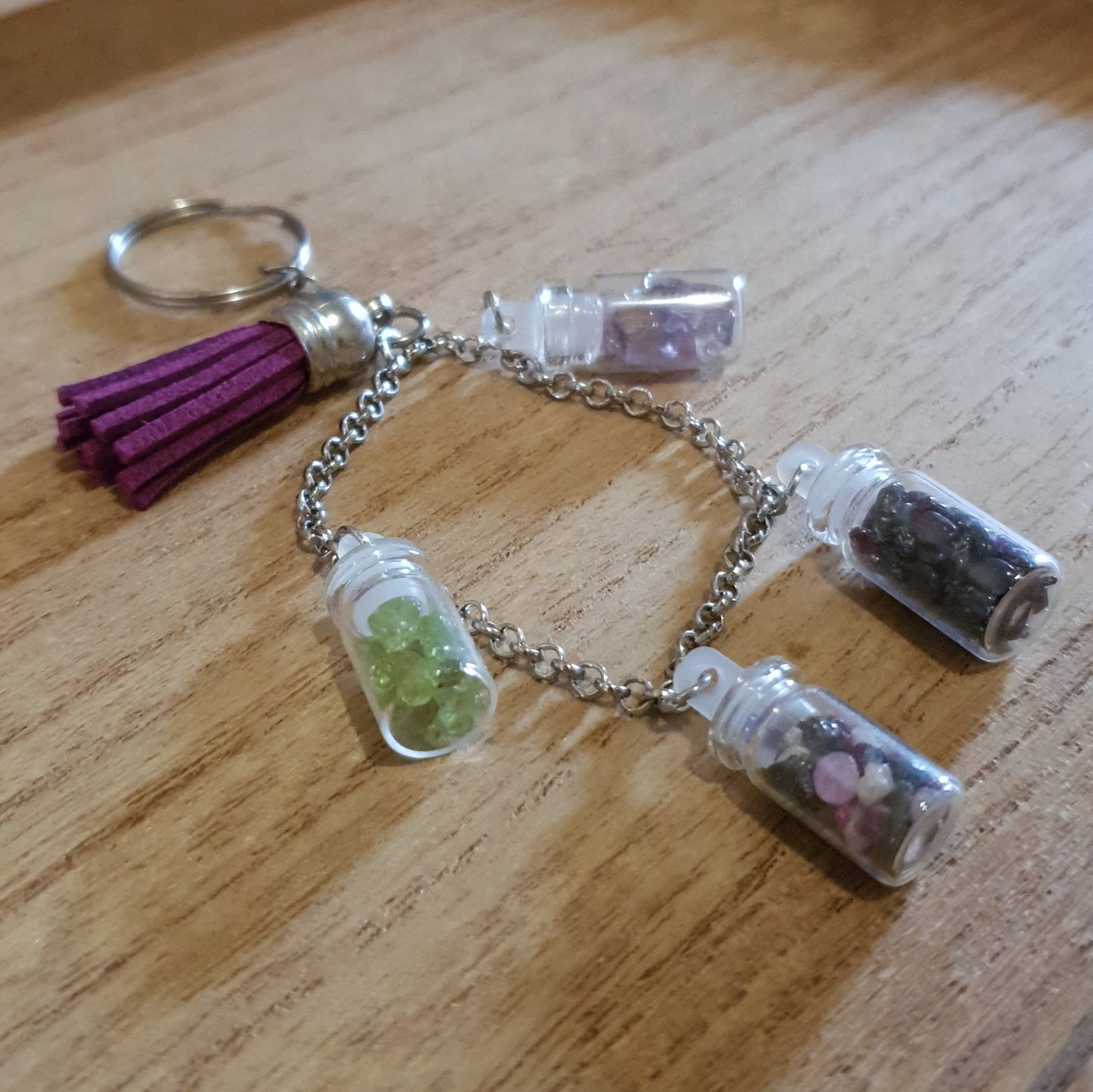 Crystal Chip Jars Handmade Keychain.