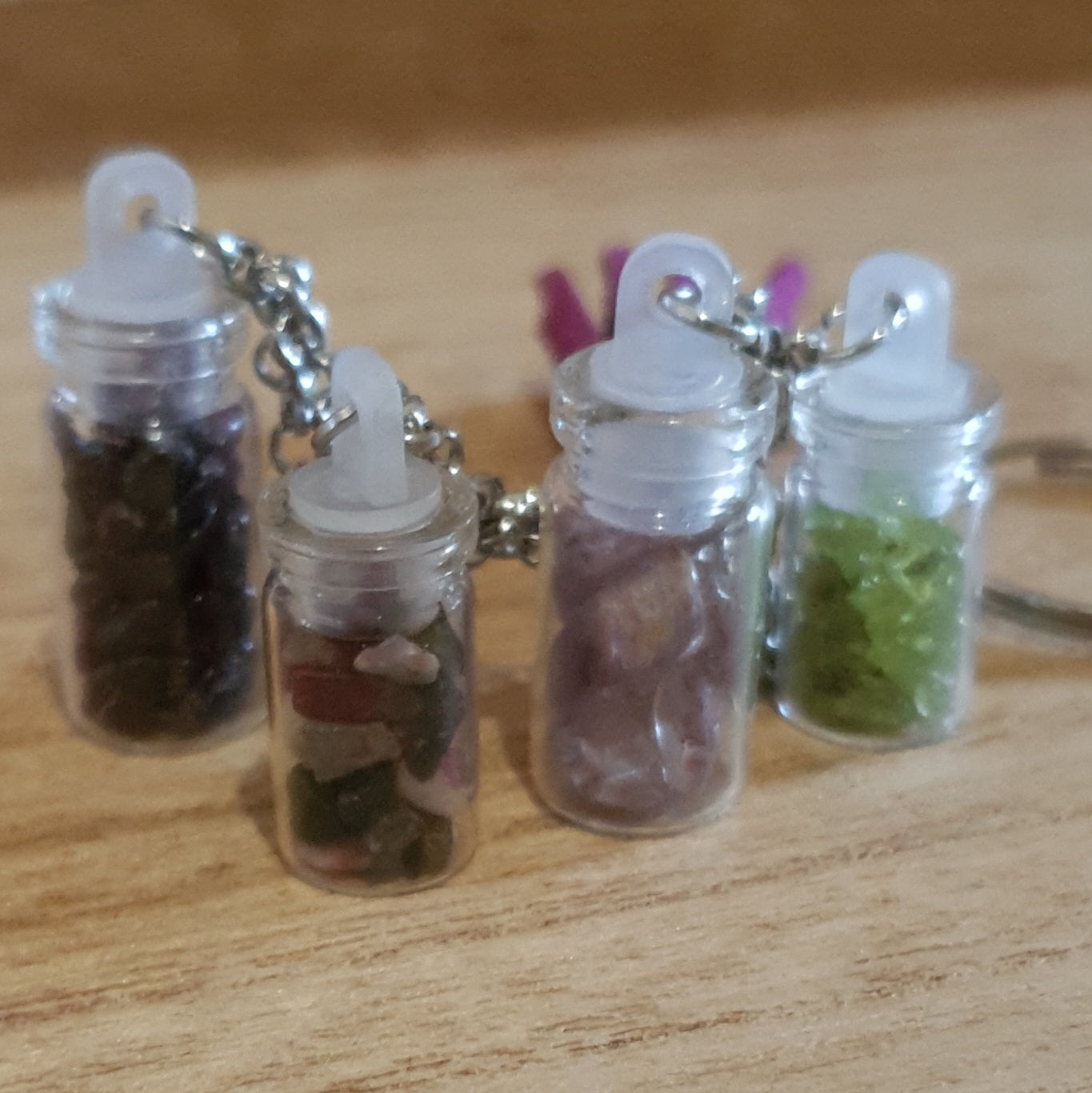 Crystal Chip Jars Handmade Keychain.