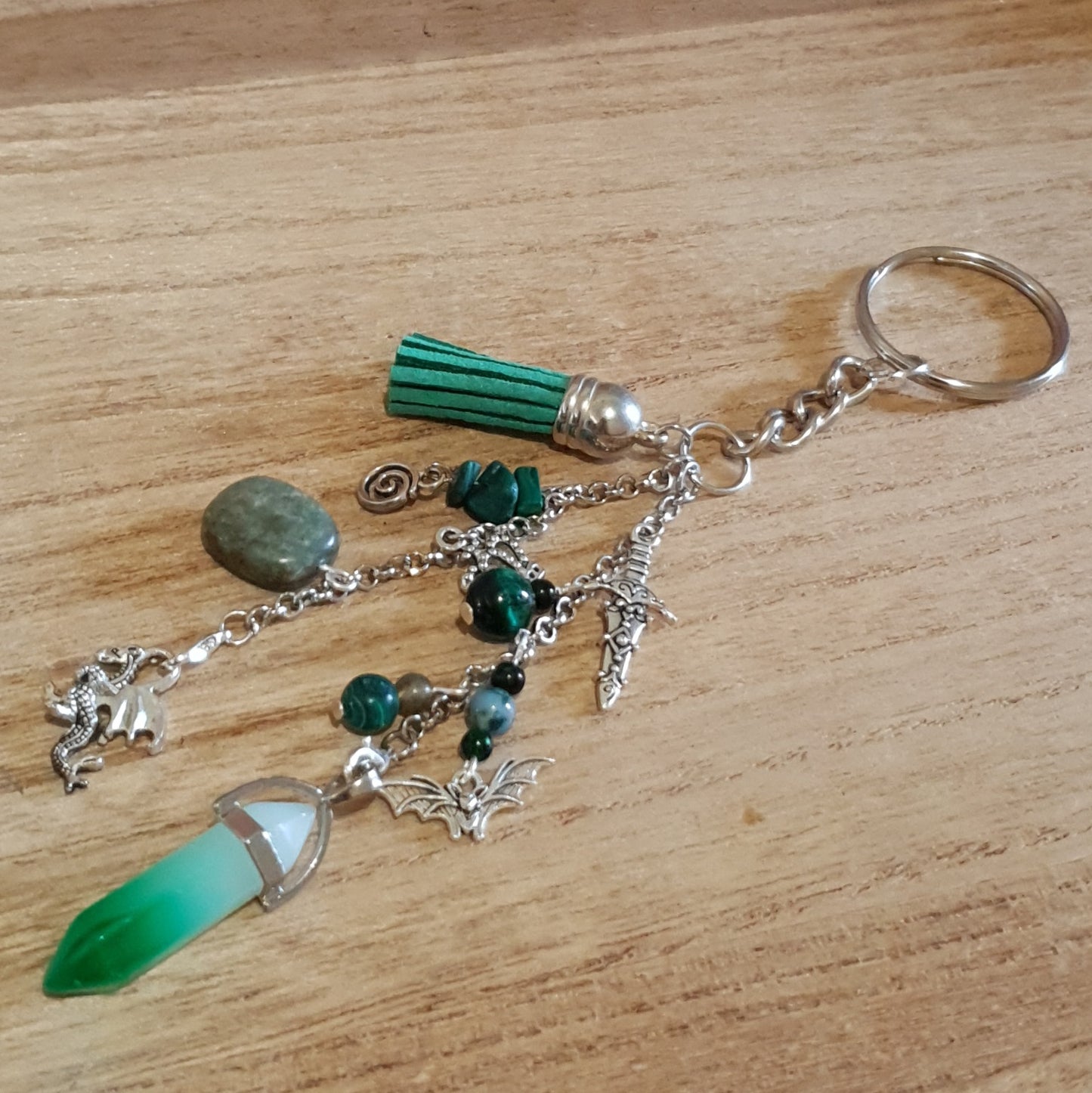 Green Dragon Themed Handmade Keychain.