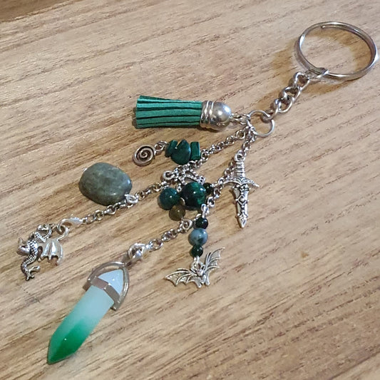 Green Dragon Themed Handmade Keychain.