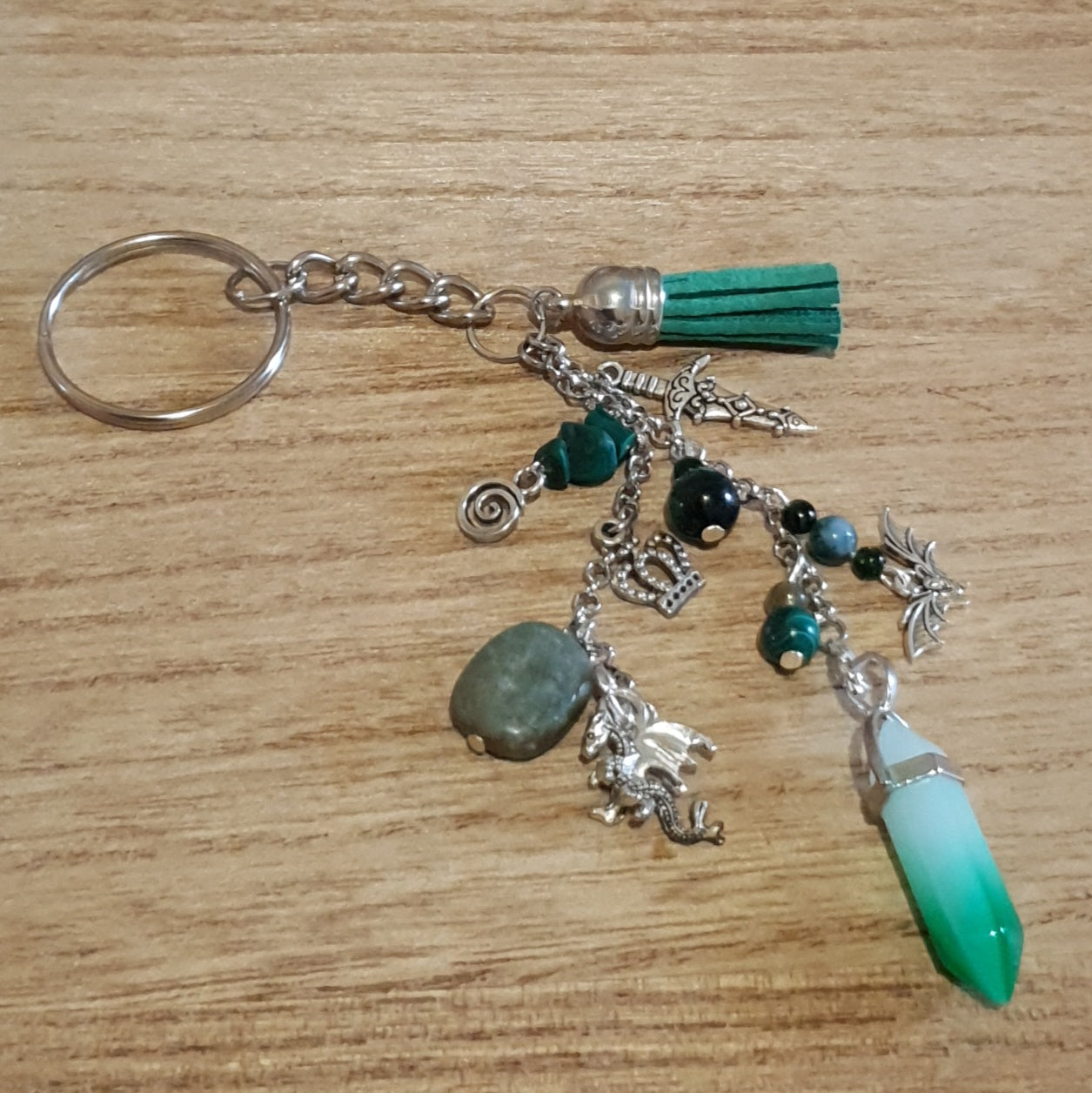 Green Dragon Themed Handmade Keychain.