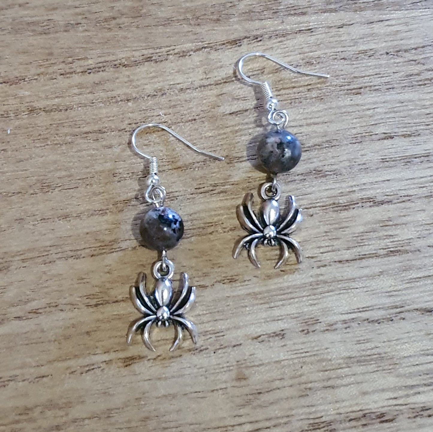 Spooky Spider Dangle Earrings. Yooperlite Spider Earrings.