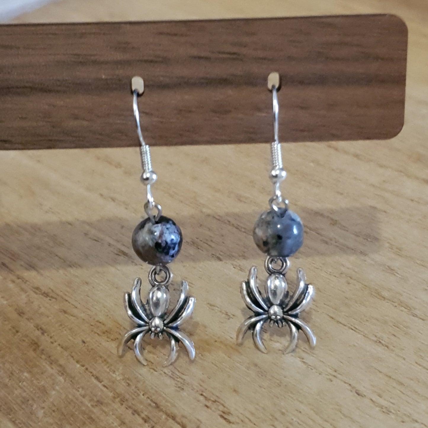 Spooky Spider Dangle Earrings. Yooperlite Spider Earrings.