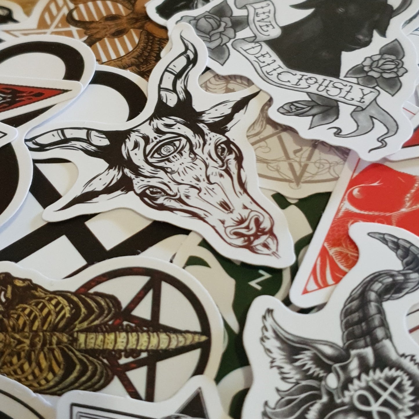 Satanic Stickers. 10 Packs of Satanic Themed Stickers.