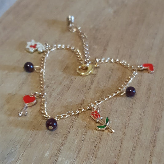 Bunny Love Bracelet. Red Garnet Bunny Bracelet.