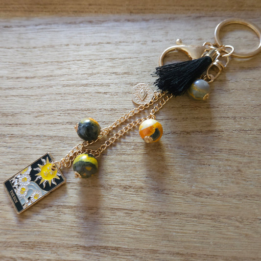 The Sun Tarot Keychain. Handmade Keychain.